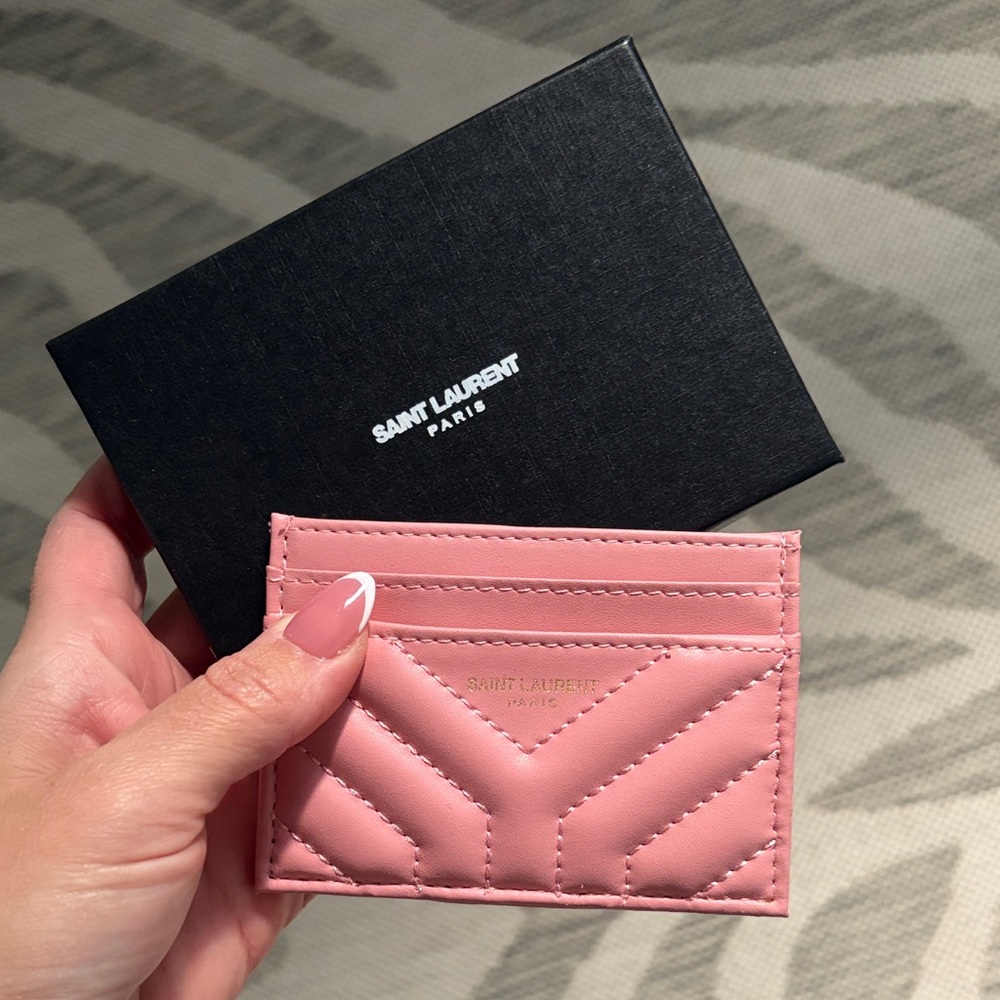 Saint Laurent Blush Quilted Card Holder